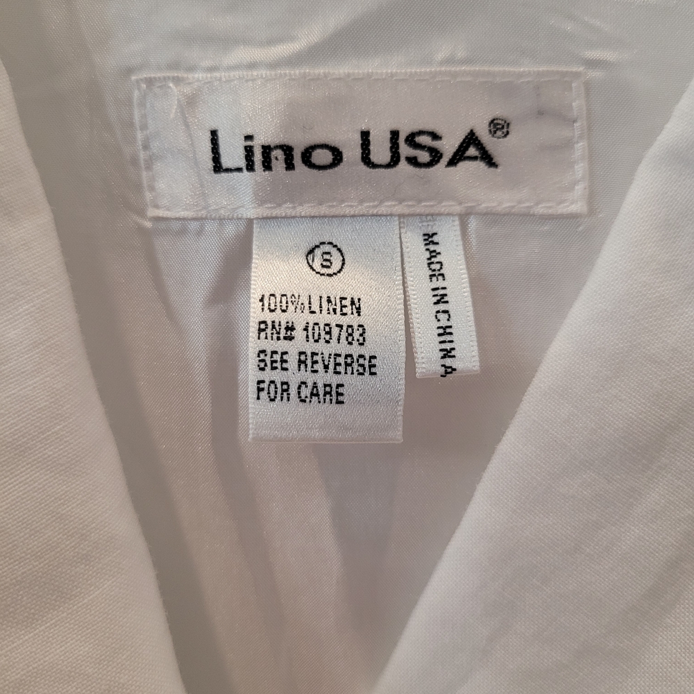 Lino Usa Chic White Midi Shirt Dress 100% Lino Size S - Picture 7 of 12